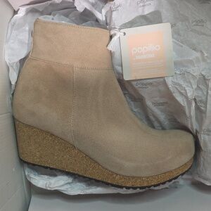 Papillio Beige Wedge Ankle Boots